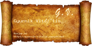 Gyurnik Vitális névjegykártya